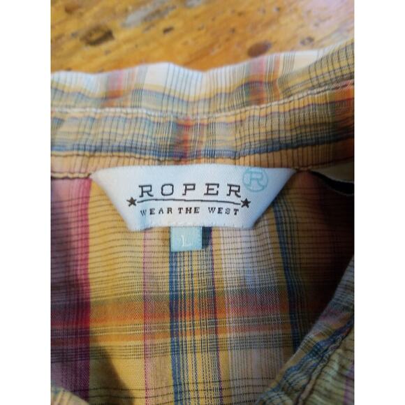 VTG Roper Shirt Women Medium Orange Long Sleeve Retro Western Pearl Snap - Picture 4 of 11